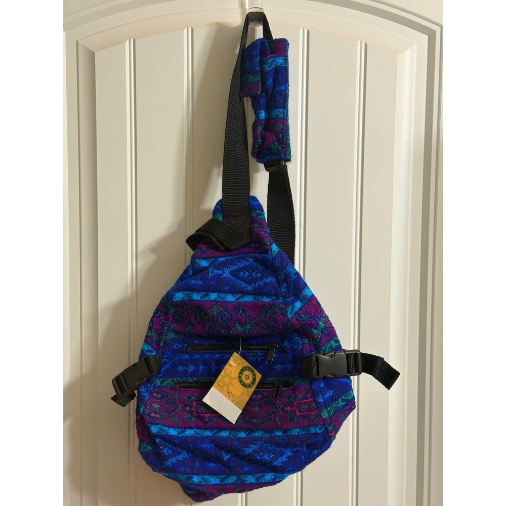Trade Routes Sling Bag Unisex OS Blue Purple NEW Jacquard Tapestry Backpack